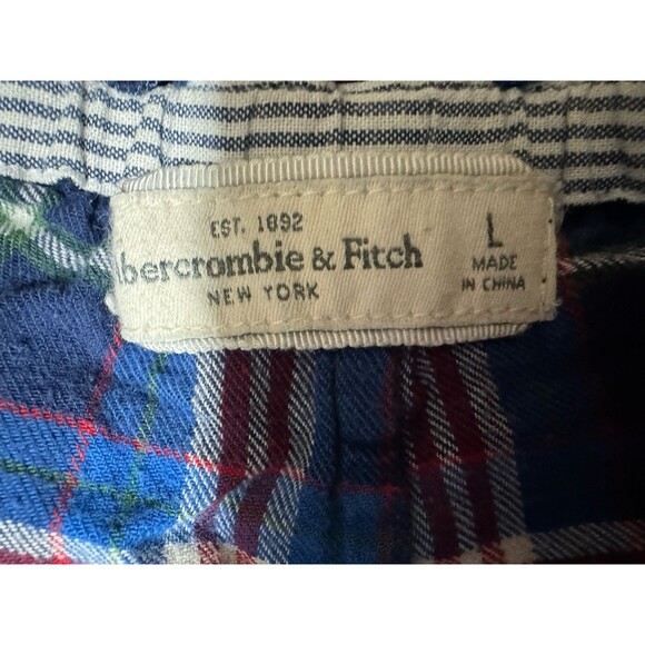 Y2K Abercrombie & Fitch Plaid Pajama Micro Short Shorts Moose Logo Large 2000s - Picture 4 of 5